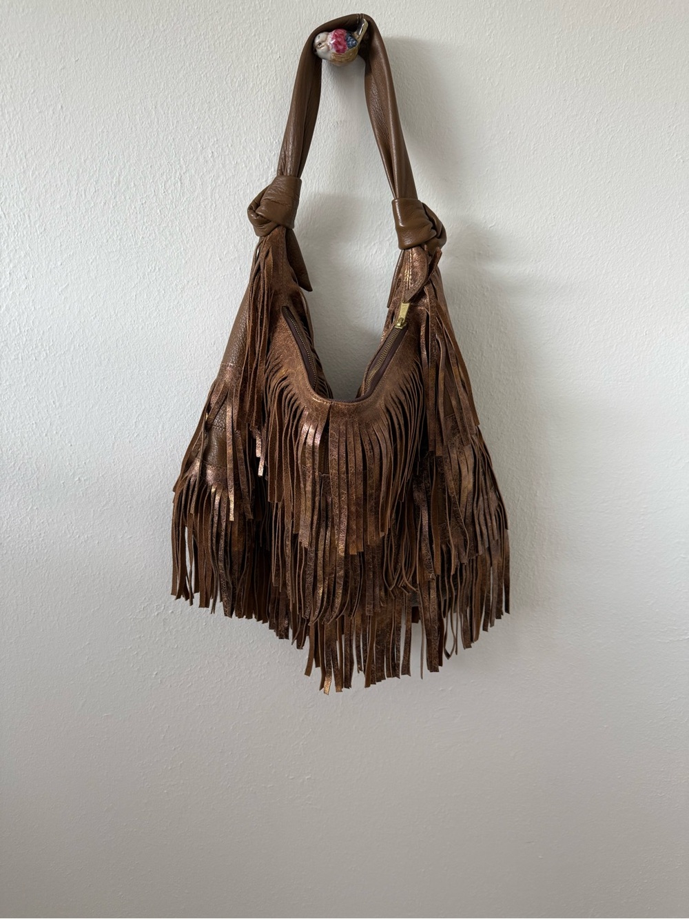 POSSE Fringe Hobo Shoulder Bag - Brown - Picture 4 of 10